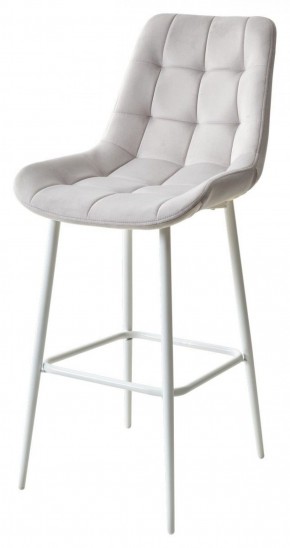Барный стул ХОФМАН, цвет H-09 Светло-серый, велюр / белый каркас М-City в Троицке - troick.ok-mebel.com | фото