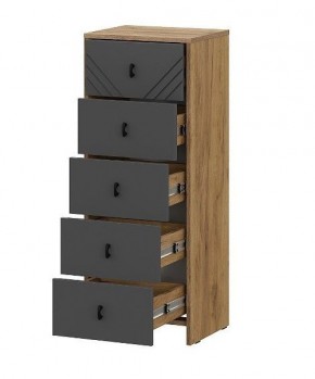 БАЙКАЛ Комод (5 ящиков) Графит/Дуб золотой в Троицке - troick.ok-mebel.com | фото 2