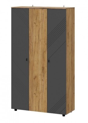 БАЙКАЛ Шкаф трехстворчатый (Графит/Дуб золотой) в Троицке - troick.ok-mebel.com | фото