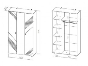 БАЙКАЛ Шкаф трехстворчатый (Графит/Дуб золотой) в Троицке - troick.ok-mebel.com | фото 3