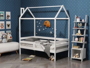 Детская кровать-домик из массива березы Соня-6 (800*1600) Белый/Лак в Троицке - troick.ok-mebel.com | фото