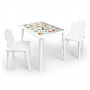 Детский комплект стол и два стула Облачко Rolti Baby с накладкой Алфавит (белая столешница/белое сиденье/белые ножки) в Троицке - troick.ok-mebel.com | фото