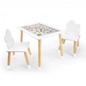 Детский комплект стол и два стула Облачко Rolti Baby с накладкой Алфавит (белая столешница/белое сиденье/береза ножки) в Троицке - troick.ok-mebel.com | фото