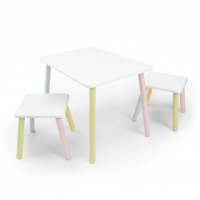 Детский комплект стол и два табурета Rolti Baby (белая столешница/белое сиденье/цветные ножки) в Троицке - troick.ok-mebel.com | фото