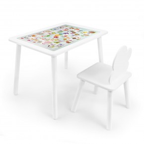 Детский комплект стол и стул Облачко Rolti Baby с накладкой Алфавит (белая столешница/белое сиденье/белые ножки) в Троицке - troick.ok-mebel.com | фото