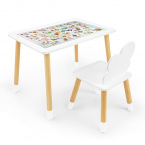 Детский комплект стол и стул Облачко Rolti Baby с накладкой Алфавит (белая столешница/белое сиденье/береза ножки) в Троицке - troick.ok-mebel.com | фото