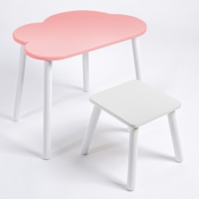 Детский комплект стол ОБЛАЧКО  и табурет Rolti Baby (розовая столешница/белое сиденье/белые ножки) в Троицке - troick.ok-mebel.com | фото
