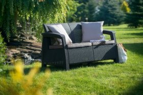 Диван пластиковый Корфу (Corfu love seat) графит в Троицке - troick.ok-mebel.com | фото 2