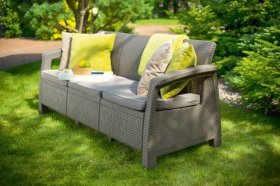 Диван пластиковый Корфу Макс (Corfu love seat max) капучино - песок в Троицке - troick.ok-mebel.com | фото 4