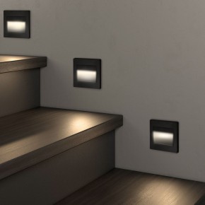 DK3050-BK Светильник встраиваемый в стену, IP 20, LED 3000, 1 Вт, черный пластик в Троицке - troick.ok-mebel.com | фото 3