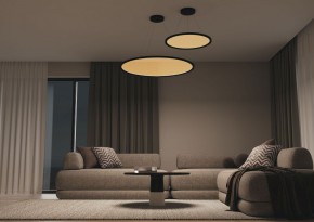 DK6616-BK Подвесной горизонтальный светильник Veil со светодиодом H900 d600 220V 48W 3000-6000K IP20 черный алюминий в Троицке - troick.ok-mebel.com | фото 5