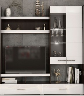 Фиеста Центральная секция (Венге/Белый глянец) в Троицке - troick.ok-mebel.com | фото