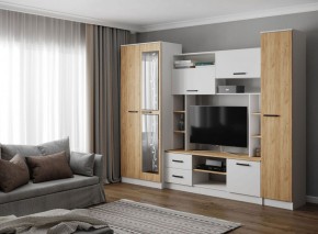 Гостиная СОЛО ЛДСП Белый /ЛДСП Дуб крафт золотой в Троицке - troick.ok-mebel.com | фото