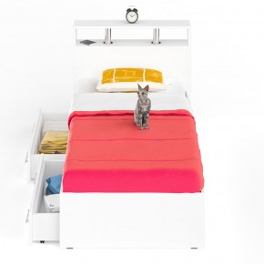 Камелия Кровать с ящиками 0900, цвет белый, ШхГхВ 93,5х217х78,2 см., сп.м. 900х2000 мм., без матраса, основание есть в Троицке - troick.ok-mebel.com | фото 4