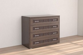 Кэт-4 Комод 4 ящ (МДФ Венге/Экокожа Caiman коричневая) в Троицке - troick.ok-mebel.com | фото
