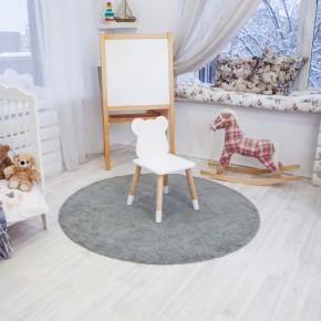 Комплект детский стол КРУГЛЫЙ и два стула МИШКА ROLTI Baby (белая столешница/белое сиденье/береза ножки) в Троицке - troick.ok-mebel.com | фото