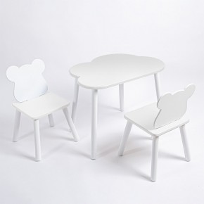 Комплект детский стол ОБЛАЧКО и два стула МИШКА ROLTI Baby (белая столешница/белое сиденье/белые ножки) в Троицке - troick.ok-mebel.com | фото
