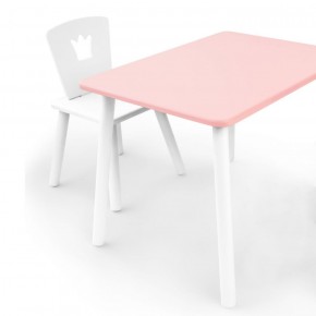 Комплект детской мебели стол и стул Корона (Розовый/Белый/Белый) в Троицке - troick.ok-mebel.com | фото