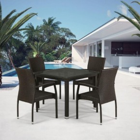 Комплект плетеной мебели T257A/YC379A-W53 Brown (4+1) + подушки на стульях в Троицке - troick.ok-mebel.com | фото