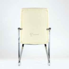 Кресло Barneo K-25 для посетителей и переговорных (хром, бежевая экокожа) в Троицке - troick.ok-mebel.com | фото 3