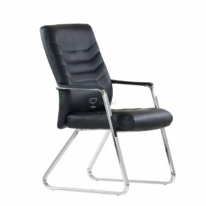 Кресло Barneo K-25 для посетителей и переговорных (хром, черная экокожа) в Троицке - troick.ok-mebel.com | фото
