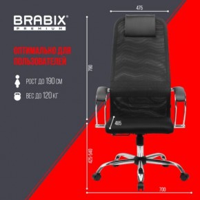 Кресло BRABIX PREMIUM "Ultimate EX-800" хром, плотная двойная сетка Х2, черное, 532911 в Троицке - troick.ok-mebel.com | фото 6