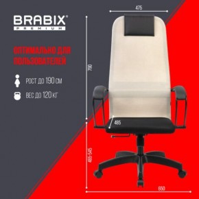 Кресло BRABIX PREMIUM "Ultimate EX-800" пластик, плотная двойная сетка Х2, черное/бежевое, 532916 в Троицке - troick.ok-mebel.com | фото 6