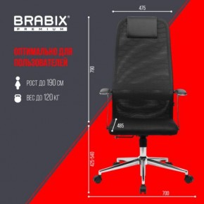 Кресло BRABIX PREMIUM "Ultimate EX-801" хром, плотная двойная сетка Х2, черное, 532917 в Троицке - troick.ok-mebel.com | фото 7