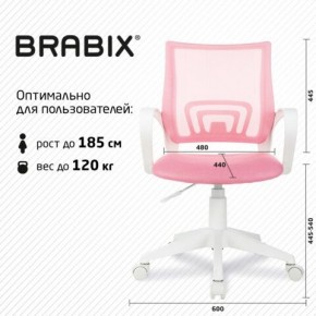 Кресло BRABIX "Fly MG-396W", с подлокотниками, пластик белый, сетка, розовое, 533008 в Троицке - troick.ok-mebel.com | фото 5