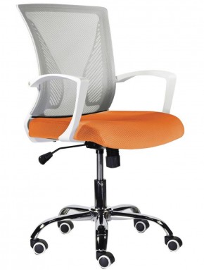 Кресло BRABIX "Wings MG-306", пластик белый, хром, сетка, серое/оранжевое, 532011 в Троицке - troick.ok-mebel.com | фото