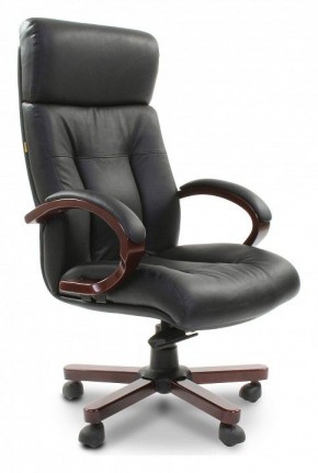 Кресло для руководителя Chairman 421 черный/орех темный, черный в Троицке - troick.ok-mebel.com | фото