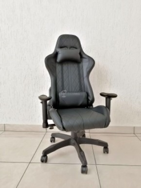 Кресло геймерское Barneo K-52 (черная экокожа черные вставки) в Троицке - troick.ok-mebel.com | фото