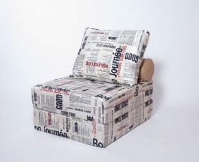 Кресло-кровать-пуф бескаркасное Прайм (Газета) в Троицке - troick.ok-mebel.com | фото 1