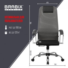 Кресло офисное BRABIX PREMIUM "Ultimate EX-800" хром, плотная двойная сетка Х2, черное/серое, 532912 в Троицке - troick.ok-mebel.com | фото 3