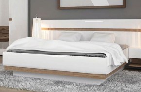 Кровать 140/TYP 91-01 с подъемником, LINATE ,цвет белый/сонома трюфель в Троицке - troick.ok-mebel.com | фото
