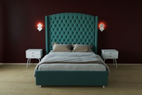 Кровать Берлин ЛЮКС с ПМ 900 (велюр бирюзовый) в Троицке - troick.ok-mebel.com | фото 2