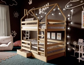 Кровать-домик двухъярусная 80*160 без покраски в Троицке - troick.ok-mebel.com | фото