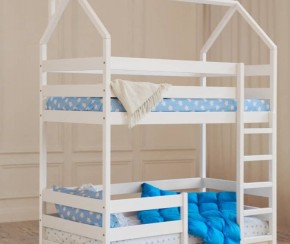 Кровать-домик двухъярусная 80*190 Белый в Троицке - troick.ok-mebel.com | фото 6