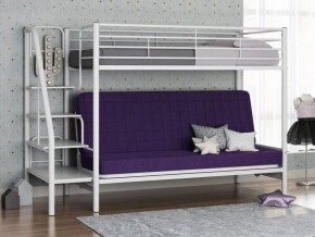 Кровать двухъярусная с диваном "Мадлен-3" (Белый/Фиолетовы) в Троицке - troick.ok-mebel.com | фото
