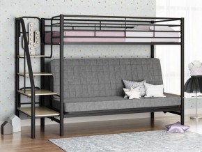 Кровать двухъярусная с диваном "Мадлен-3" (Черный/Серый) в Троицке - troick.ok-mebel.com | фото 1