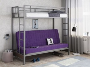 Кровать двухъярусная с диваном "Мадлен" (Серый/Фиолетовый) в Троицке - troick.ok-mebel.com | фото
