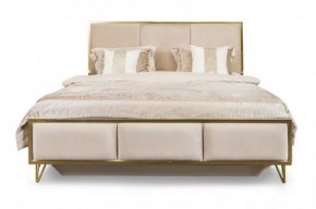 Кровать Lara 1600 с мягким изголовьем + основание (белый глянец) в Троицке - troick.ok-mebel.com | фото