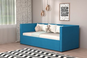 Кровать с ПМ (арт.030) (с/м 900*2000мм) (б/матр), ткань синяя в Троицке - troick.ok-mebel.com | фото