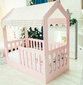 Кровать-домик без ящика 800*1600 (Розовый) в Троицке - troick.ok-mebel.com | фото