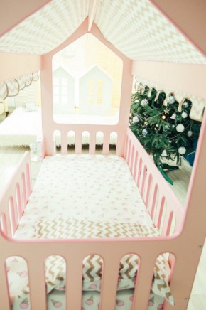 Кровать-домик без ящика 800*1600 (Розовый) в Троицке - troick.ok-mebel.com | фото 3