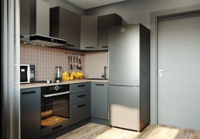 Кухня угловая Антрацит 2200х1000 (Стол. 38мм) в Троицке - troick.ok-mebel.com | фото