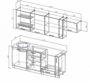 Кухонный гарнитур Антрацит 2550 (Стол. 26мм) в Троицке - troick.ok-mebel.com | фото 2