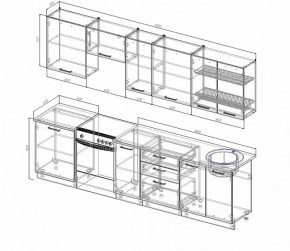 Кухонный гарнитур Антрацит 3000 (Стол. 26мм) в Троицке - troick.ok-mebel.com | фото 2