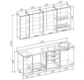 Кухонный гарнитур Дели 2200 (Стол. 26мм) в Троицке - troick.ok-mebel.com | фото 2