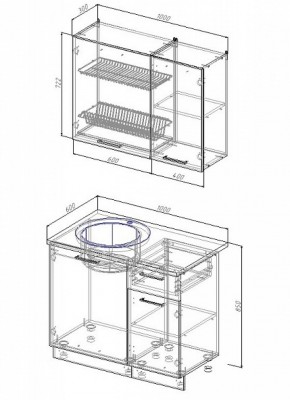 Кухонный гарнитур Лофт 1000 (Стол. 26мм) в Троицке - troick.ok-mebel.com | фото 2